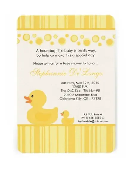 Rubber Ducky Baby Shower Invitations - PinkDucky.com