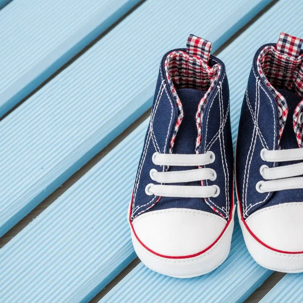 Pair Of Dark Blue And White Baby Sneakers
