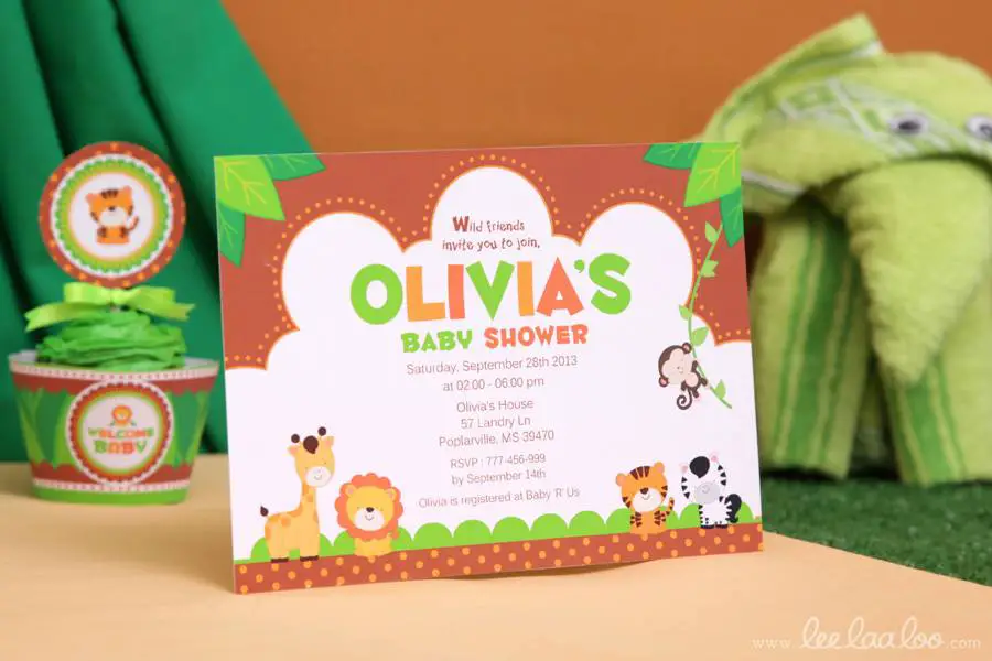 Jungle Theme Baby Shower Invites - PinkDucky.com