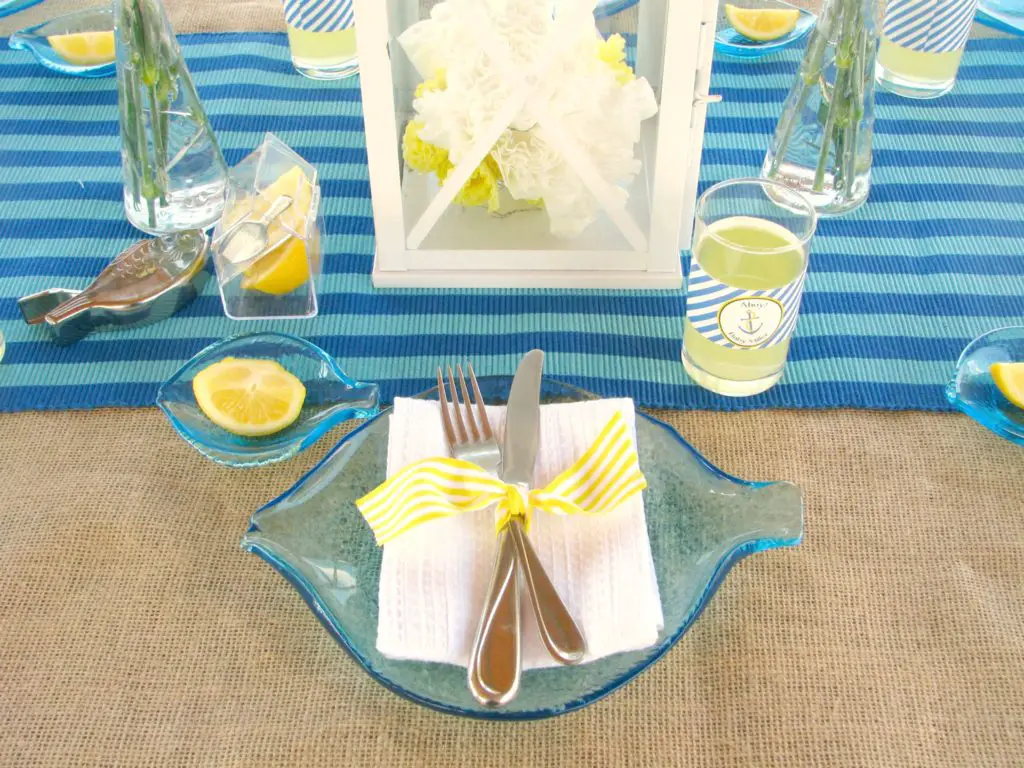 Nautical Themed Baby Shower Table Setting - PinkDucky.com