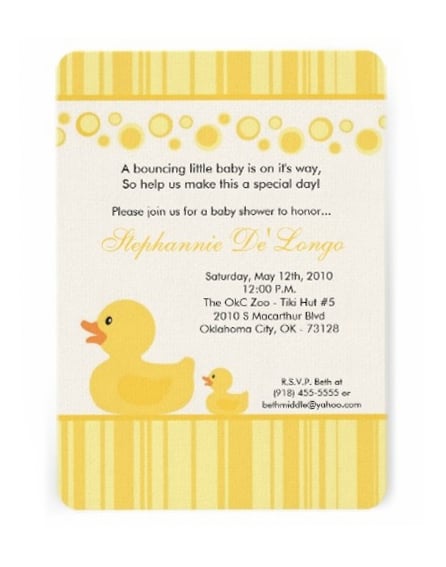 Rubber Ducky Baby Shower Invitations - PinkDucky.com